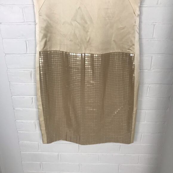 W by Worth Champagne Shimmer Sequin Sheath Dress Size 2 - Picture 3 of 10